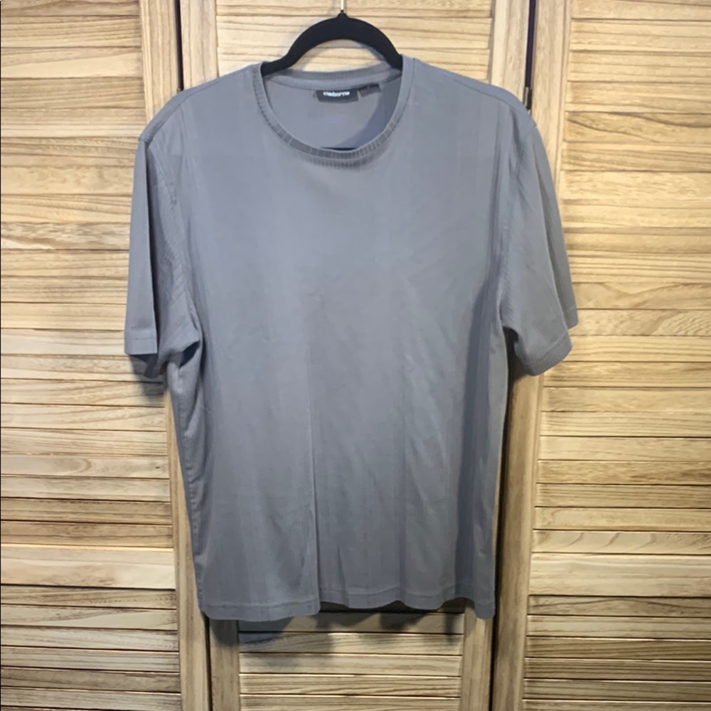 Claiborne Ribbed Gray Men's Short Sleeve Shirt Size L